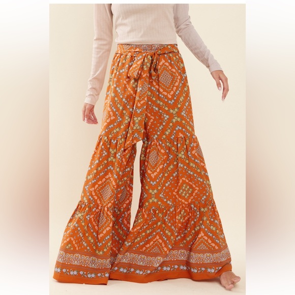 18 Floral Print Tiered Wide Pants - Picture 3 of 7